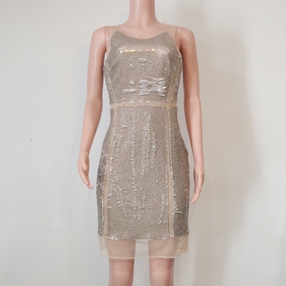 Julia Jordan Gold Sequin Cocktail Dress Sz 6